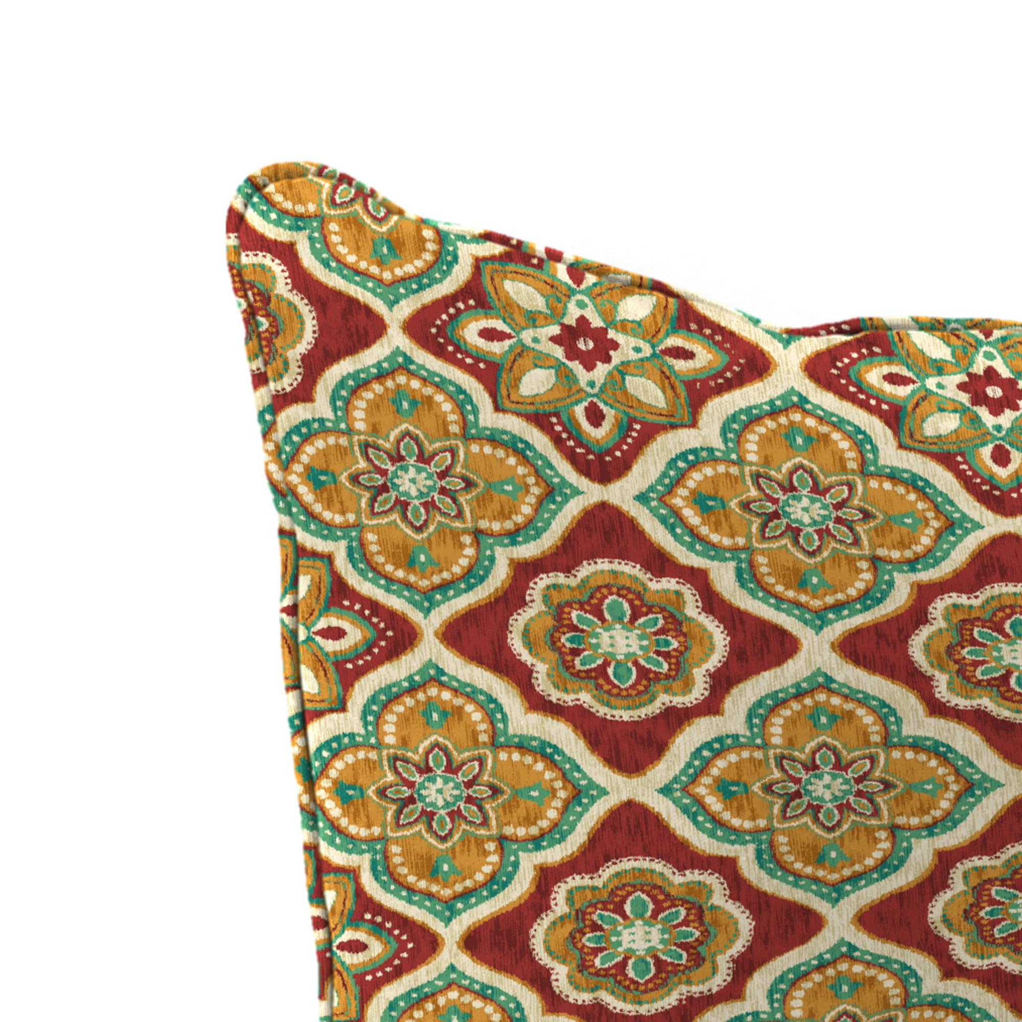 Jordan Manufacturing 46.5" x 24" Adonis Jewel Crimson Medallion Rectangular Outdoor Deep Seat Chair Cushion Set with Welt