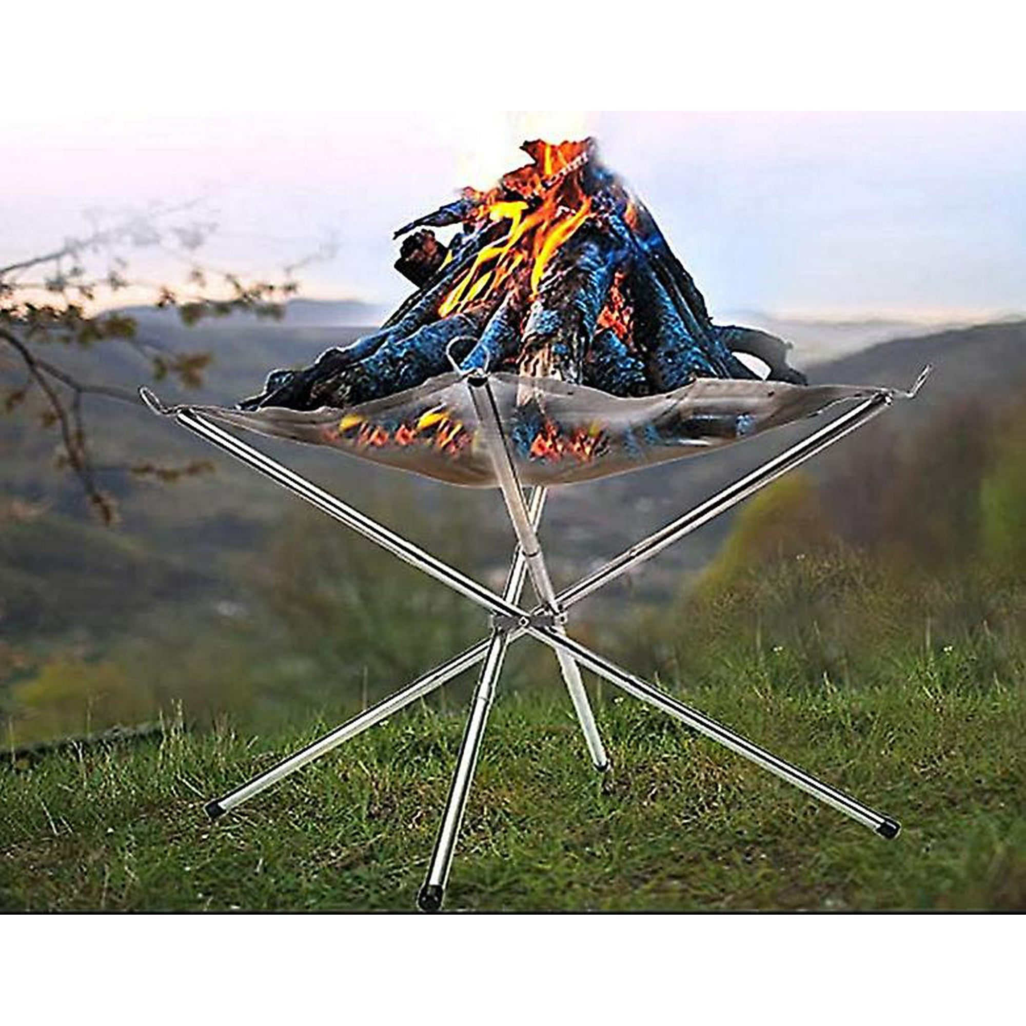 Yaheetech Foldable Iron Fire Pit 21in Folding Campfire Stand Portable
