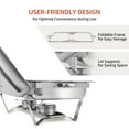 thumbnail image 5 of PRIJESSE 2-Pack Chafing Dish Buffet Set, 9 Qt Stainless Steel Foldable Catering Food Warmer Half Size Food Pan, 5 of 8