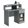 Techni Mobili Modern Office Desk with Hutch, Grey