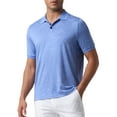 thumbnail image 4 of INSPIRE CHIC Men's Solid Color Lightweight Breathable Short Sleeved Casual Polo Shirt M Blue, 4 of 5