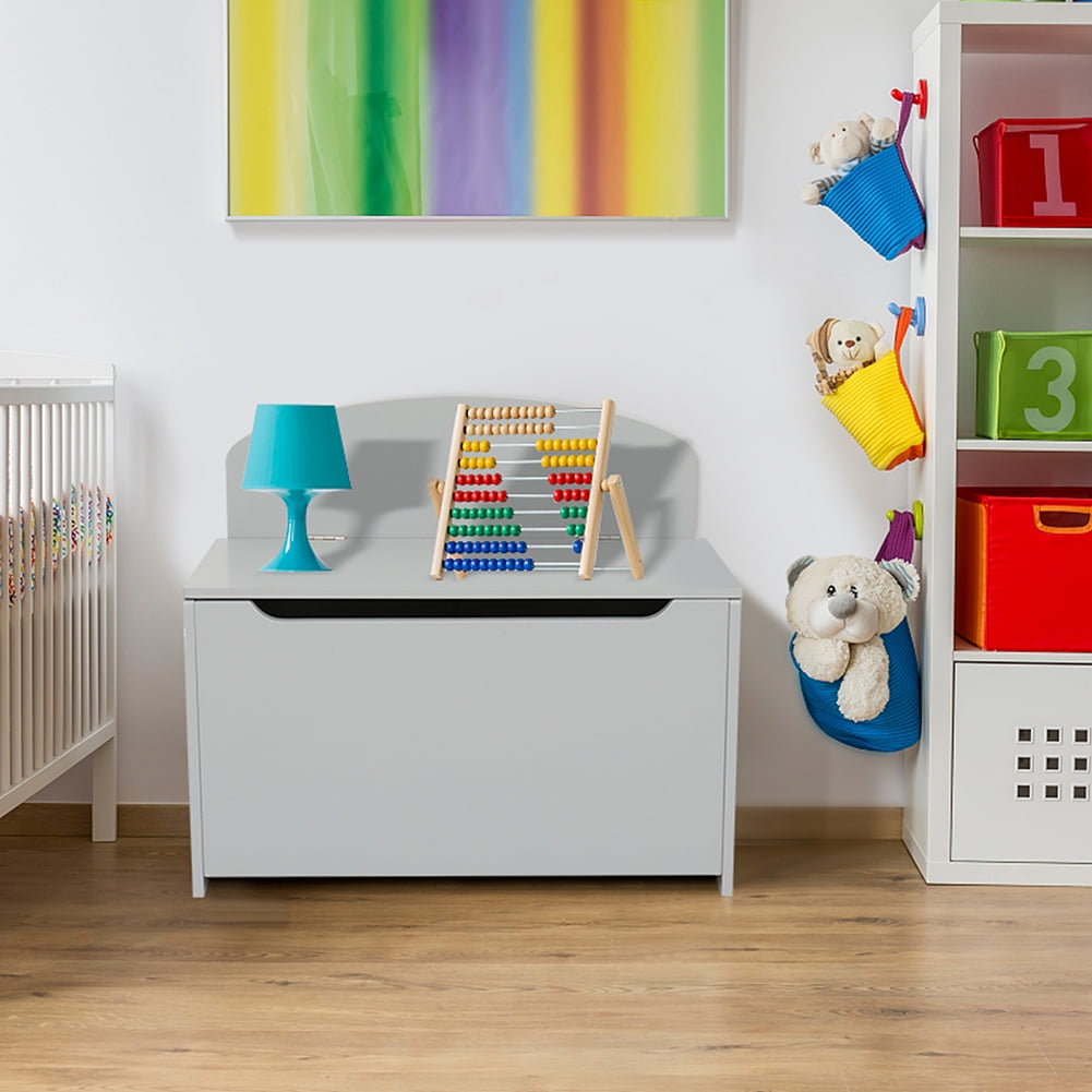 Kepooman Storage Chest, Retro Toy Box Organizer with Flip-Top Lid Handles and Safety Hinges, Sturdy Entryway Storage Bench, Wood Look Accent Furniture, Grey Kepooman Storage Chest, Retro Toy Box Organizer with Flip-Top Lid Handles and Safety Hinges, Sturdy Entryway Storage Bench, Wood Look Accent Furniture, Grey