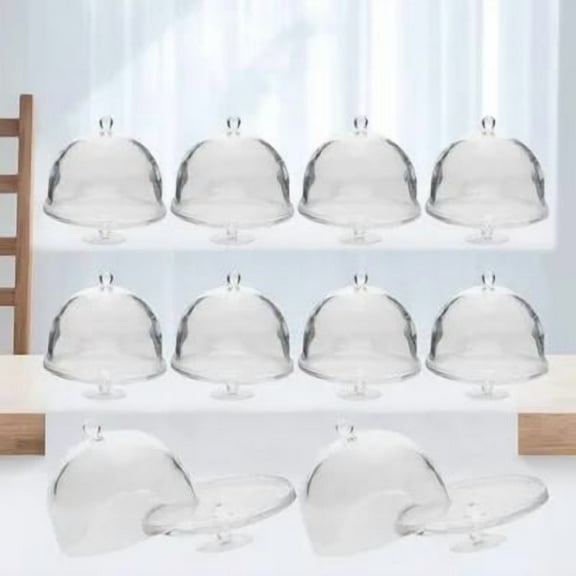 Soimiss 10Pcs Mini Dessert Cake Domes Transparent Plastic Simple Design Mini House Decoration