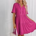 thumbnail image 2 of Plus Size Maxi Dresses for Womens 2026 Summer Fashion Solid Color Sleeve Maxi Skirt Short-Sleeved Round Neck Short Dress With Thigh Length Hem, 2 of 5