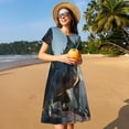 thumbnail image 4 of Balery Wild Blue Cool Dragon Vestidos sueltos de manga corta para mujer, vestidos de verano 2025, vestidos casuales de corte A con vuelo., 4 of 6