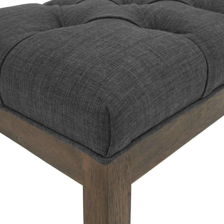 Upholstered Weston Bench, Gray Brown/Dark Alita Home Premium 52-inch Tufted Reclaimed