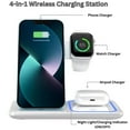 thumbnail image 2 of MAKATA 4-in-1 Wireless Fast-Charging Station (White) Foldable and Adjustable Stand Compatible with Apple Samsun, Huawei Phones Smart watches and Airpods for Office Home and Travel (Wall Plug Included), 2 of 8