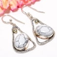 thumbnail image 2 of American Howlite & White Topaz Designer Textured 925 Sterling Silver Earring 1.6" T2743, Beautiful Jewelry For Woman, New Year Sale, Valentin's Day Gi, 2 of 2