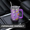 thumbnail image 7 of 40 Oz Purple Halloween Tumbler with Handle and Straw, Double Wall Vacuum Reusable Stainless Steel Water Bottle Leak Proof Insulated Travel Mug Scary Iced Coffee Cup, for Iced or Cold Beverages, 7 of 7