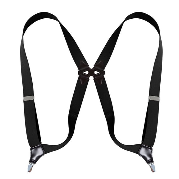 MOJOGO Braces for Men and Women Casual Solid X Type Adjustable Suspenders for Work or Casual Wear with 2 Sturdy Clips Black Free Size