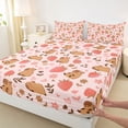 thumbnail image 4 of Erosebridal Jungle Capybara Kid Bed Sheets, Strawberry Floral King Sheets, 4pcs, 4 of 5