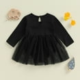 thumbnail image 7 of Baby Girls Dress Trendy Party Mesh Dress Long Sleeve Collar Newborn Outfit 0-24 Months Toddler Princess Dress (12 Months, Black), 7 of 7