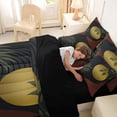 thumbnail image 4 of Castle Fairy Earthy Olive Leaf Bedding Comforter Set 7pcs for Couples, Abstract Moon Queen Bedding Sets for Master Bedroom, Brown and Gold,Black Reversible, 4 of 7
