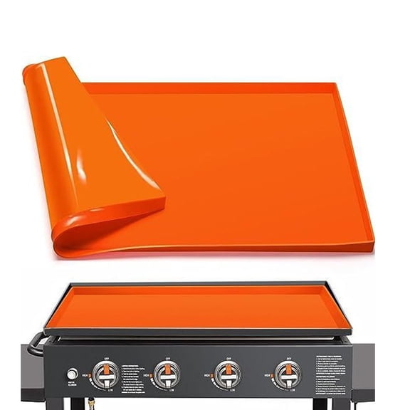 GoXteam 22" Outdoor Griddle Mat Silicone for Blackstone, Grill Top Cover for Blackstone Protector Outdoor, All Season Cooking Protective Cover, Orange