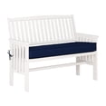 thumbnail image 4 of CorLiving Miramar Hardwood Outdoor Bench with Seat Cushion, High Slatted Back and Armrests, White/Blue, 4 of 9