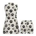 thumbnail image 5 of COEQINE Women's Golf Dress 2 Piece Set Sleeveless Athletic Dresses with Built in Shorts and Pockets Zip Up V-Neck Black Paw Print Pattern Workout Outfits with Collared Design, S, 5 of 7