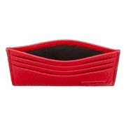Fendi Red Calfskin Grained Leather Logo Card Case Wallet 7M0164
