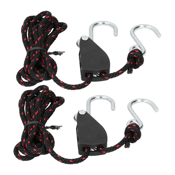 FAGINEY 2pcs Adjustable Kayak Rope Lock Pulley Tie Down Straps Canoe Bow  Stern Ratchet 