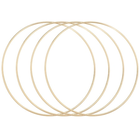 Uxcell 4Pcs Dream Catcher Rings, 9.8" Metal Hoops for Crafts Wreath Hoop Rings for Wall Hanging Crafts Home Decorations DIY Wedding Wreath Decor, Gold 9.5"