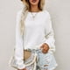 thumbnail image 5 of Gibobby Sueter Para Mujer Invierno Punto Suéter largo de cuello redondo de color sólido Suéter de punto de un solo pecho informal de talla grande(Blanco,G), 5 of 6