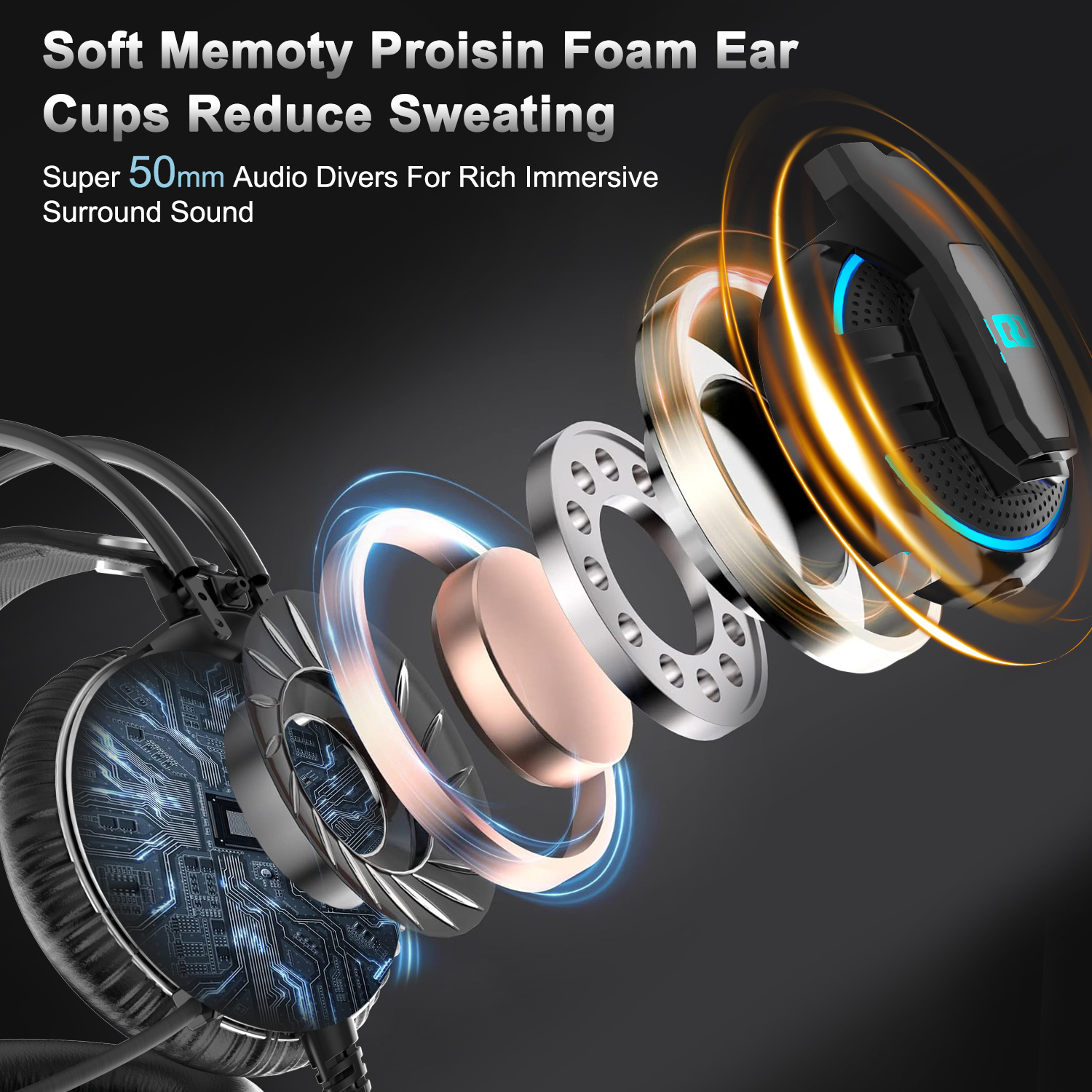 Cshidworld Gaming Headset with 7.1 Surround Sound & LED Light photo 7