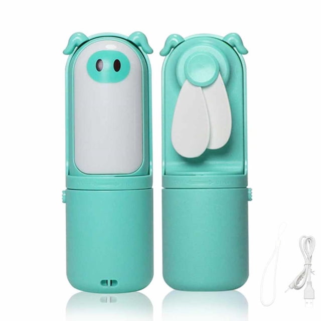 Mini Ventilador De Mano Con Luz De Noche Led Dibujos Animados Forma De Cerdo Mini Ventilador De Carga Usb Portátil Para El Hogar Minnieouse HA023191-00