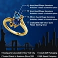 thumbnail image 2 of Gem Stone King 18K Yellow Gold Plated Silver Persian Blue Moissanite Blue Created Sapphire and Black Diamond Ring for Women (1.63 Cttw, Heart Shape 6MM, Gemstone Birthstone, Size 9), 2 of 6