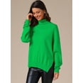 thumbnail image 2 of DARING DIVA Turtleneck Sweater Pullover Fall Winter Outfits L Green, 2 of 6