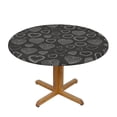 thumbnail image 2 of YFYANG Round Fitted Table Cloth, Waterproof Black Line Heart Graffiti Pattern Polyester Table Cover, Indoor Outdoor Decorative Tablecloths with Elastic Edge, 2 of 7