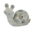 thumbnail image 1 of Grey Mosaic Design Garden Snails Statue w Solar Power Light Eyes Faux Stone Finish 14x7x10", 1 of 3