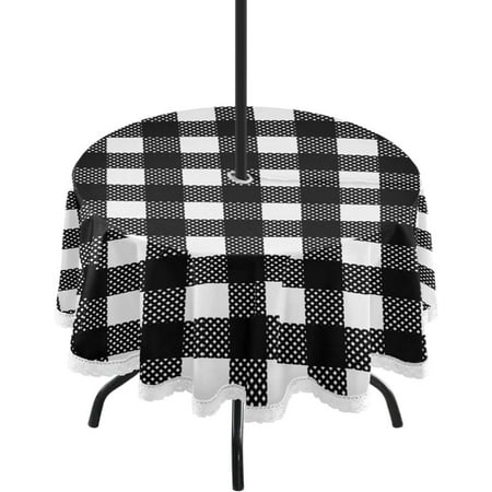 

Hyjoy Buffalo Plaid Outdoor Round Tablecloth 60 Waterproof Spillproof Polyester Fabric Table Cover with Zipper Umbrella Hole for Patio Garden Dining Party