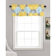 thumbnail image 3 of Yellow Teal Floral Spring Kitchen Valances for Windows Farmhouse Linen Window Valance Curtain for Living Room Window Treatment Pastoral Summer Botanical Valance Rod Pocket Topper Drape, 42 x 18 Inch, 3 of 6