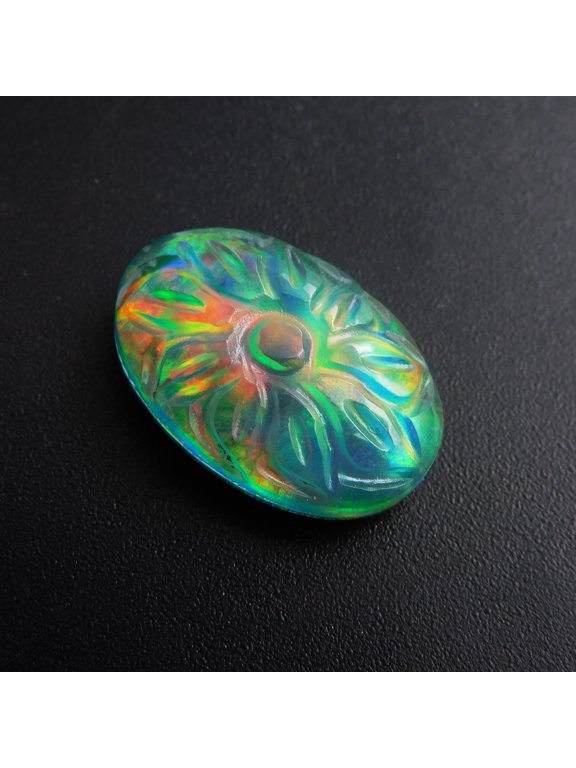 Lab-Created Doublet Opal Ring Size CERTIFIED 15.10 Carat Oval Cut Loose Gemstone
