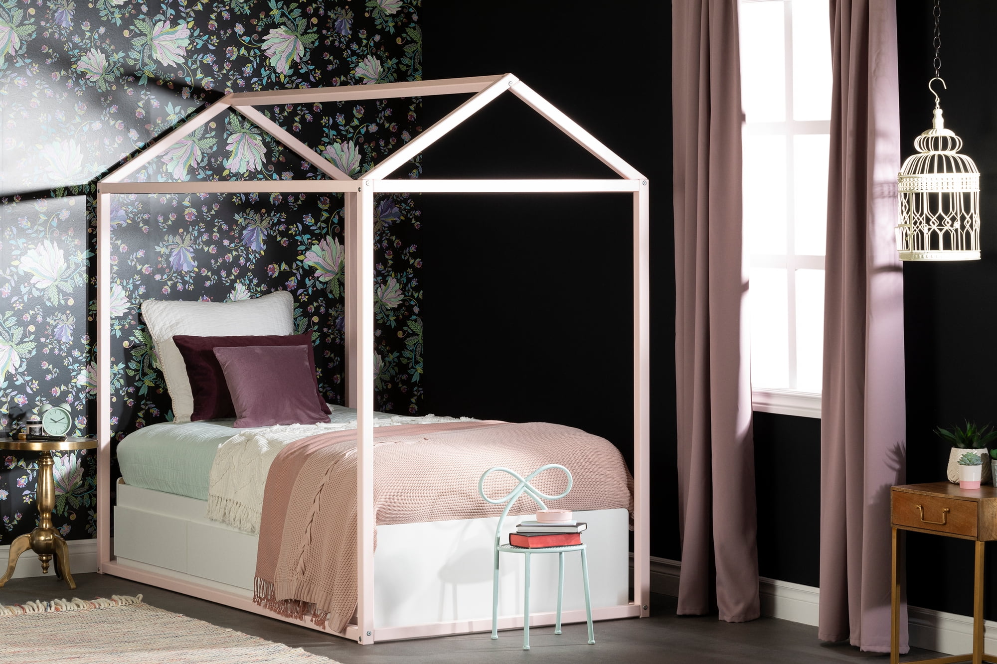 South Shore Sweedi Twin House Bed, Pink