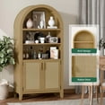 thumbnail image 2 of MAYEERTY 63" Full Oak Color Arch Cabinet with Rattan Woven Doors, for Home Office Bedroom, 2 of 5