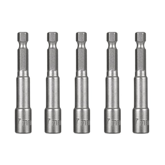 5 Pcs Écrou Moteur Accessoire de Menuiserie Atelier Universel Tige Hexagonale Tournevis Pneumatique Électrique 7x65mm