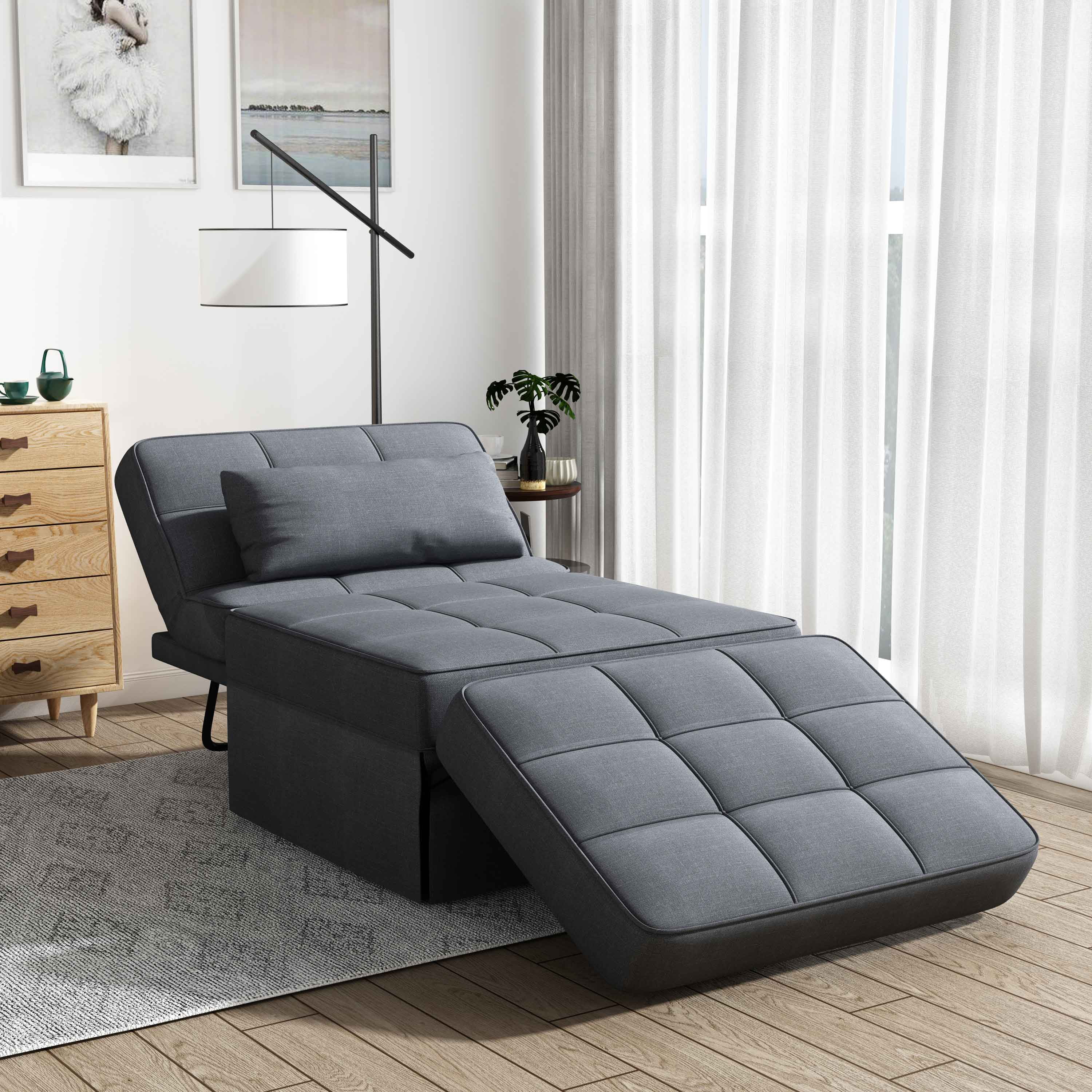 Ucloveria Ottoman Sleeper Chair Bed, Soft Tufted Velvet Folding Sofa