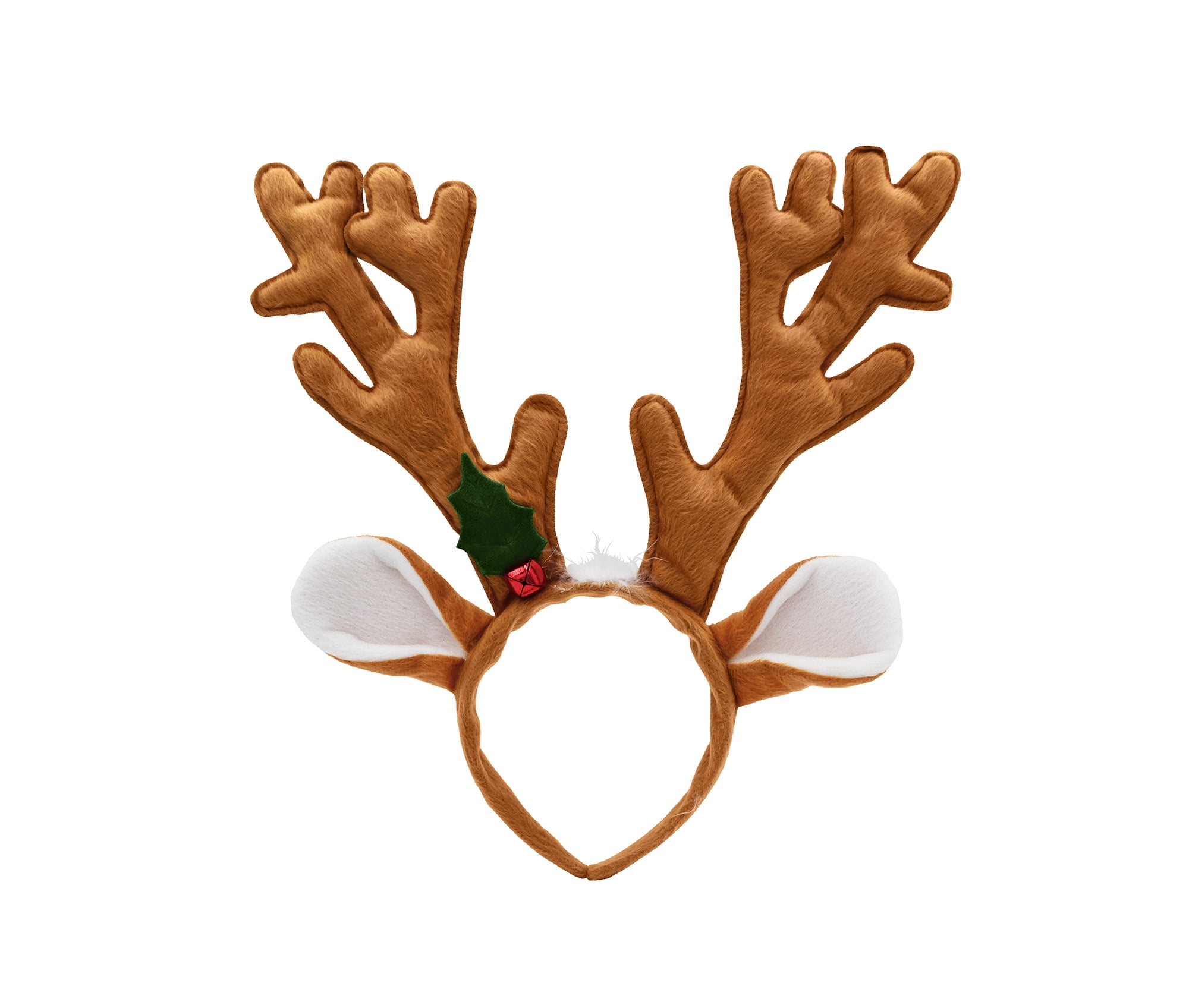 Adult Reindeer Antlers Holiday Headband - Deer Antler Horns and Ears -  Christmas Holly Berries Accent - Animal Cosplay Costume Accessory,  Multi-color