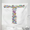 thumbnail image 1 of Letter T Tapestry, Language of the Springtime Themed Alphabet Design with Butterflies and Letter T, Fabric Wall Hanging Decor for Bedroom Living Room Dorm, 5 Sizes, Multicolor, by Ambesonne, 1 of 1