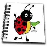 Funny Cute Ladybug drinking Margarita Cartoon Mini Notepad 4 x 4 inch db-263670-3