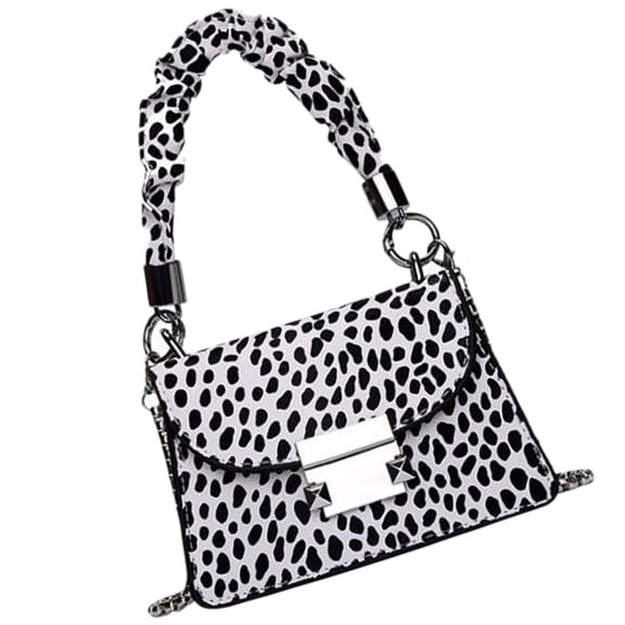 GETAJGHSD Black PU Crossbody Bag with Leopard Print and Smooth Chain Strap, Trendy Handbag for Women