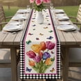 thumbnail image 5 of Spring Tulips Cotton Linen Table Runner for Dining Kitchen, Colorful Flowers Botanical Butterfly Vintage Wedding Outdoor Party Tablerunners, Dresser Scarf Coffee Tablecloth Runners 13x90 Inches, 5 of 8