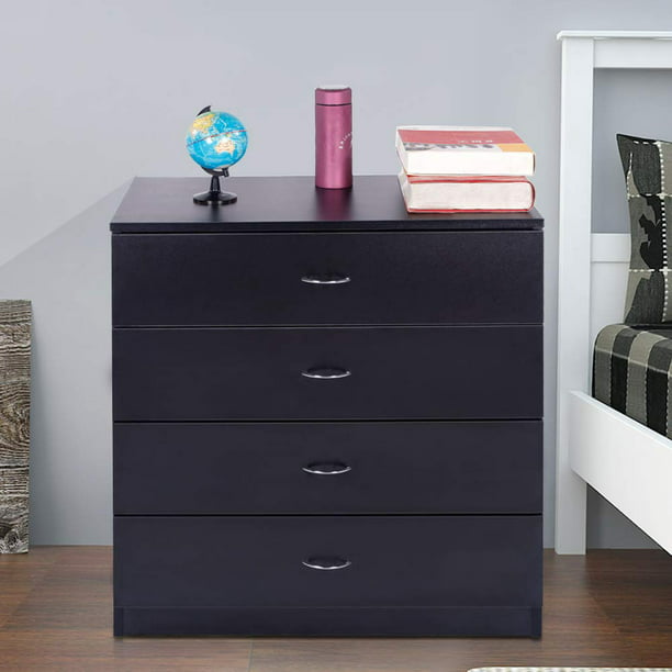 Clearance Black Chest Of Drawers Heavy Duty Wood 4 Drawer Dresser