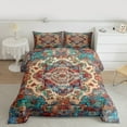 thumbnail image 2 of Manfei Tribal Bohemian Queen Comforter Set for Adult, Hippie Damask Flower Print Bedding Sets, Western Boho Aztec Reversible Bedding Comforter Set, Microfiber Bedroom Decor, 3 Pieces, 2 of 8