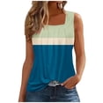 thumbnail image 2 of ALLLIST Womens Tops Plus Size Blue Sleeveless Pleated Geometric Square Neckline Tank Tops Tank Tops for Women 2024 XXL, 2 of 5