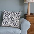 thumbnail image 3 of Ox Bay 20" x 20" Hand-Woven White/ Blue Geometric Organic Cotton Pillow Cover, 3 of 9