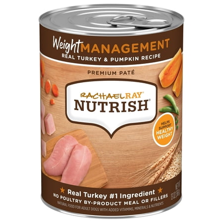 Rachael Ray Nutrish Premium Paté Weight Management Real Turkey & Pumpkin Recipe Wet Dog Food, 13 oz. Can, 12 Count (Pack of 2)