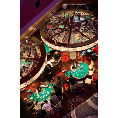 Strip Blackjack - Tourists at blackjack tables in casino Cosmopolitan of Las Vegas CityCenter Las Vegas Las Vegas Strip Las Vegas Nevada USA Canvas Art - Panoramic Images (36 x 12)