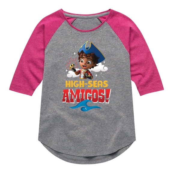 Santiago of The Sea - Bff Of The Sea - Toddler And Youth Girls Raglan Graphic T-Shirt