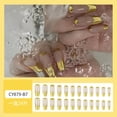 thumbnail image 2 of Short Medium Almond Press on Nails 3D Gold Irregular Pattern Fake Nails Sun Rhinestones Acrylic Glue on Nails Glossy Reusable Stick on Nails for Women DIY Charm Manicure 30 Pcs Multicolor Square Gold, 2 of 4